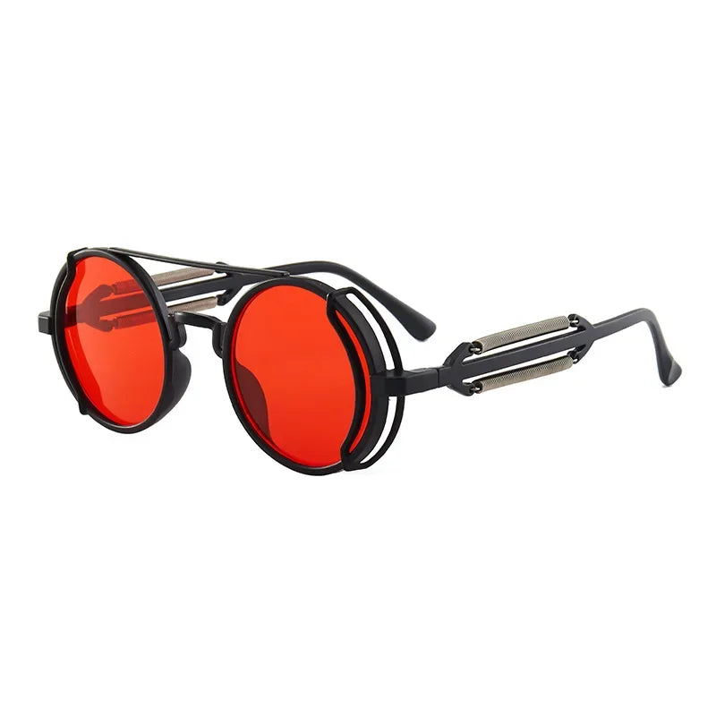 Retro Style Punk Sunglasses With Reflective Lenses