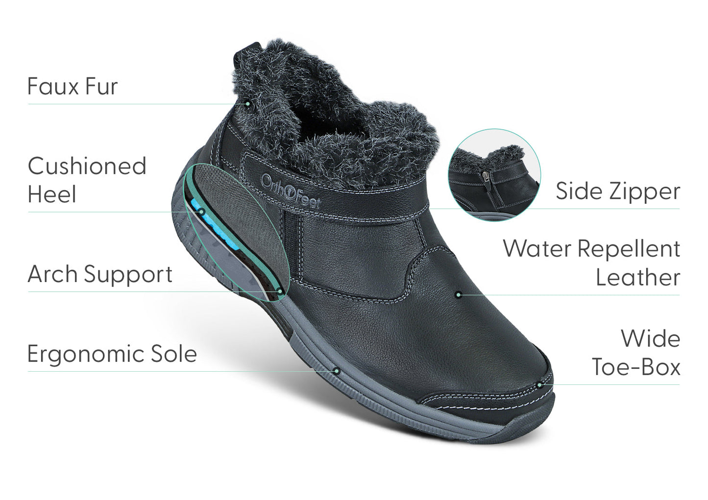 SienaLeather | Stylish Comfortable Black Bootie with Adjustable Support 2