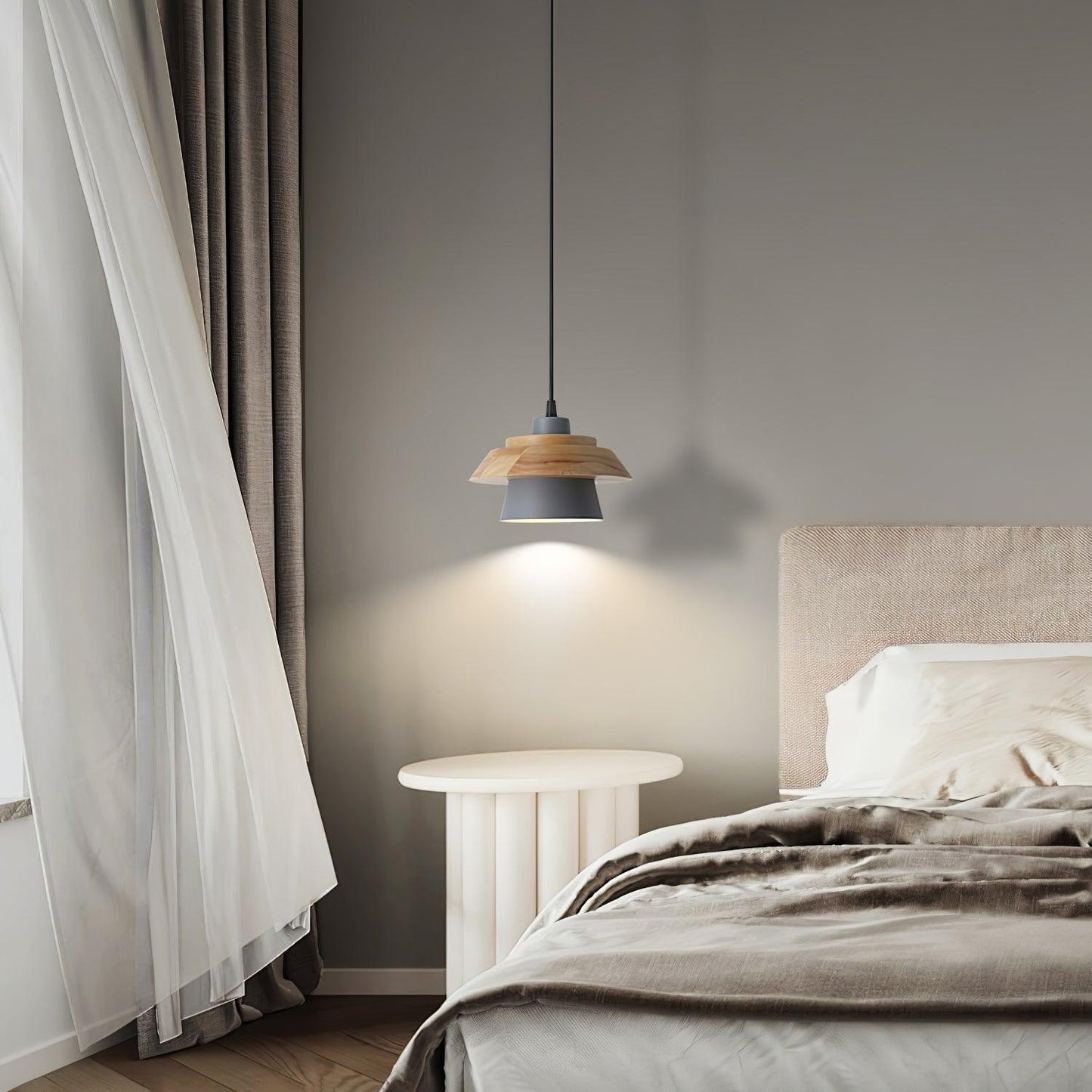 Rustic Wood Hanging Ceiling Lamp
