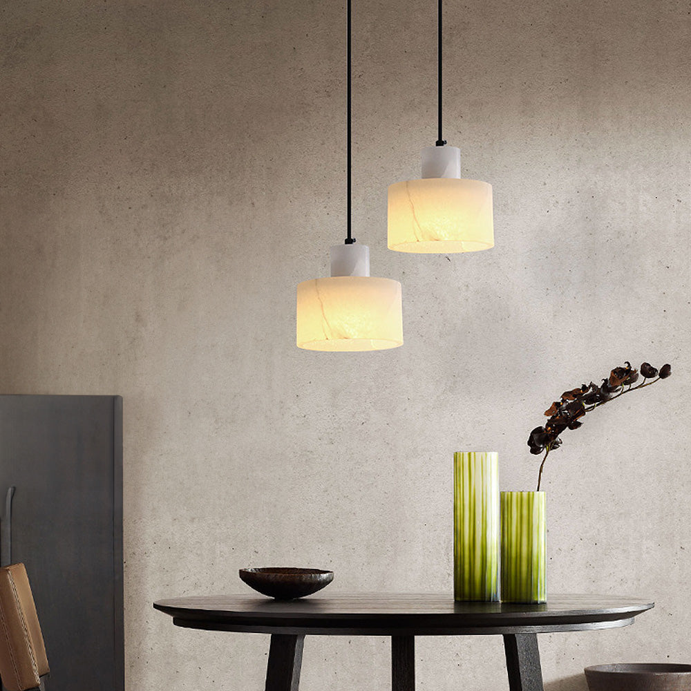White Round Glass Drop Pendant Light