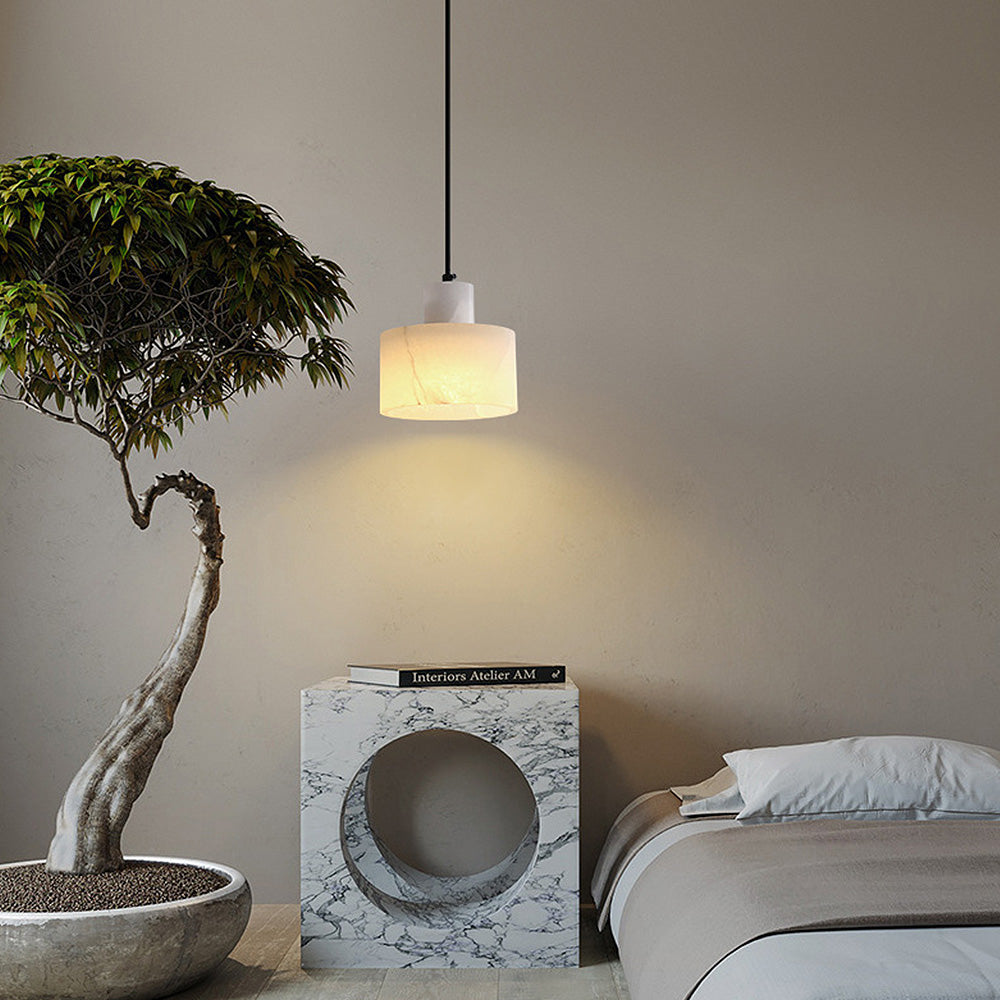 White Round Glass Drop Pendant Light