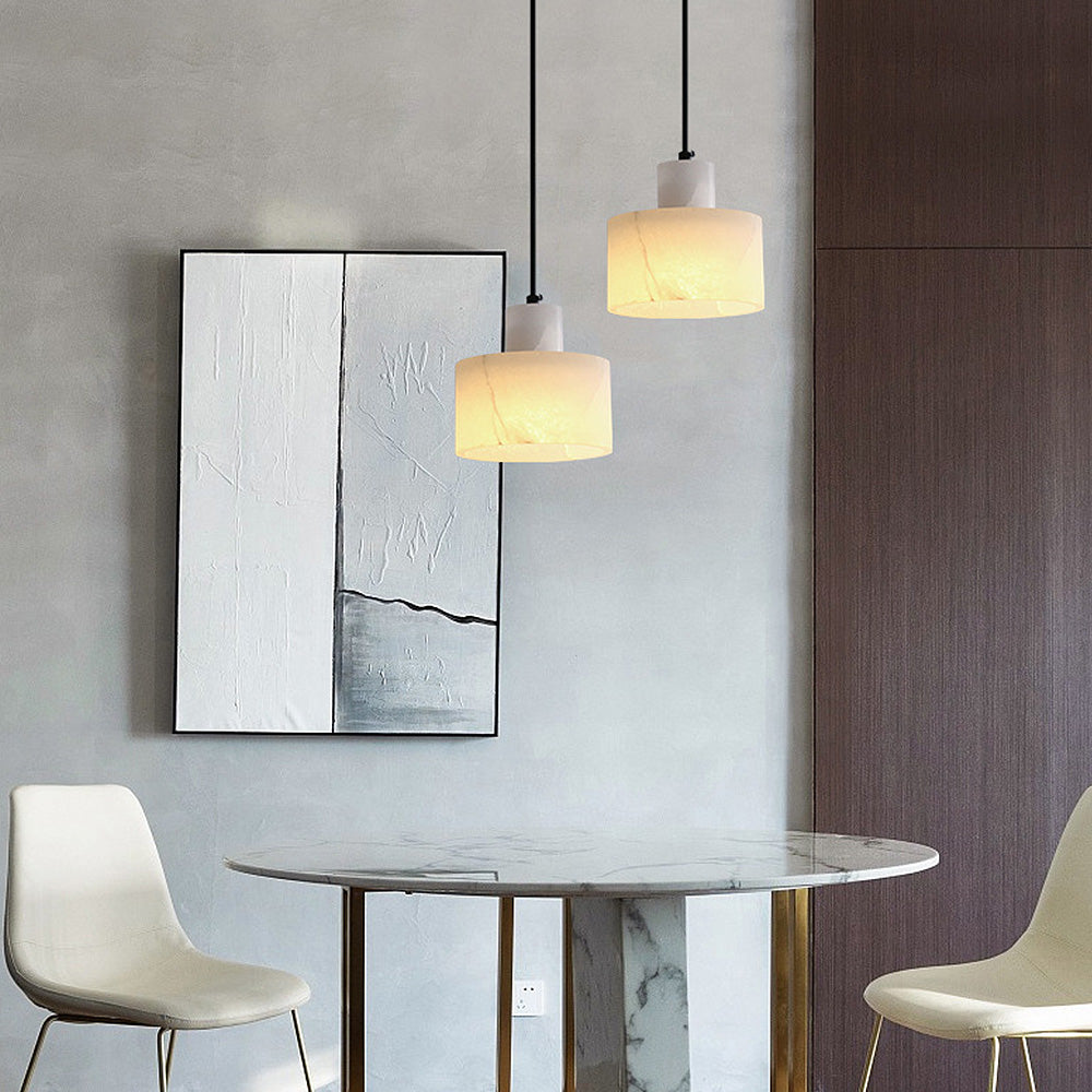 White Round Glass Drop Pendant Light