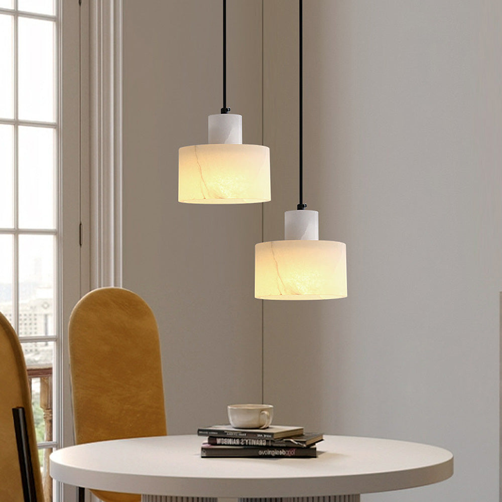 White Round Glass Drop Pendant Light