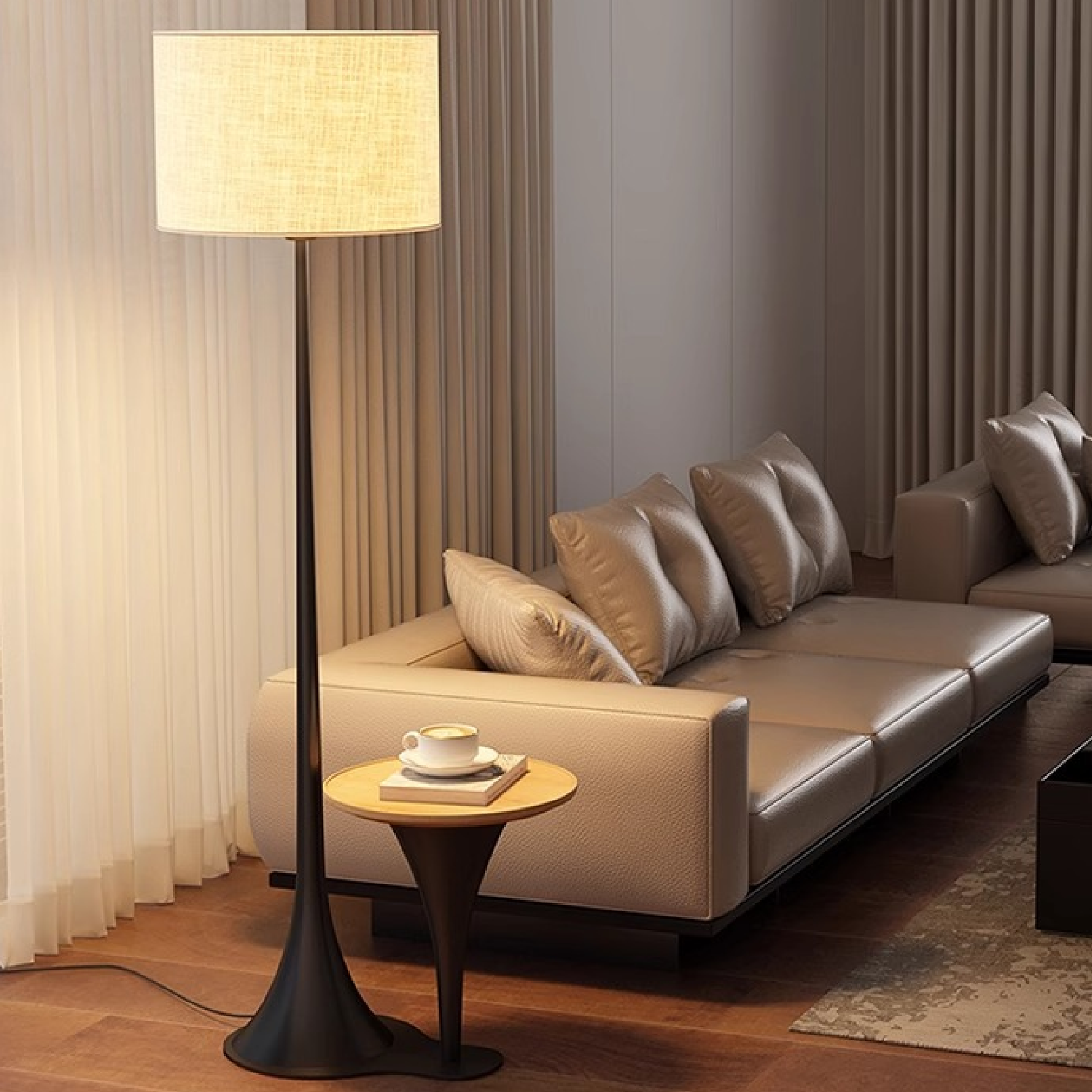 SilkAura | Elegant Minimalist LED Floor Lamp for Modern Interiors 4