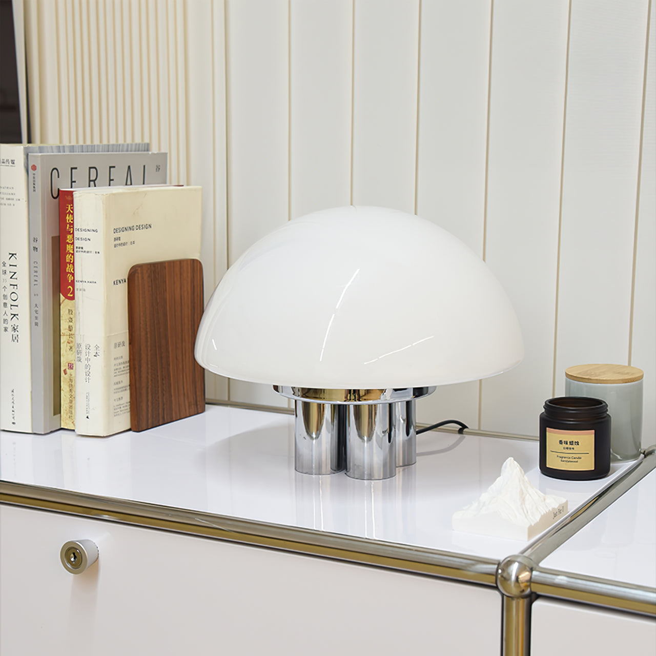 SilverAura – White Table Lamp with Chrome Base 5