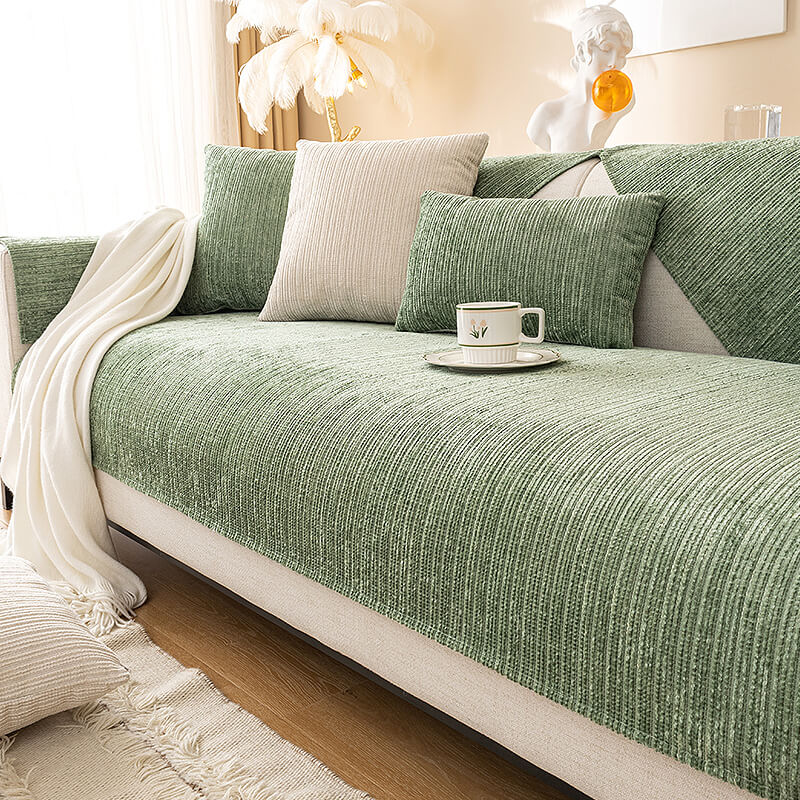 Durable Plain Chenille Pet-proof Sofa Slipcover