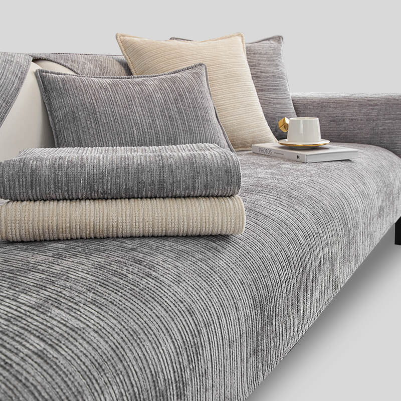 Durable Plain Chenille Pet-proof Sofa Slipcover