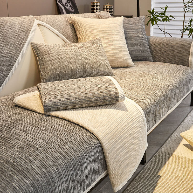 Easy Clean Faux Chenille Sofa Protector Slipcover