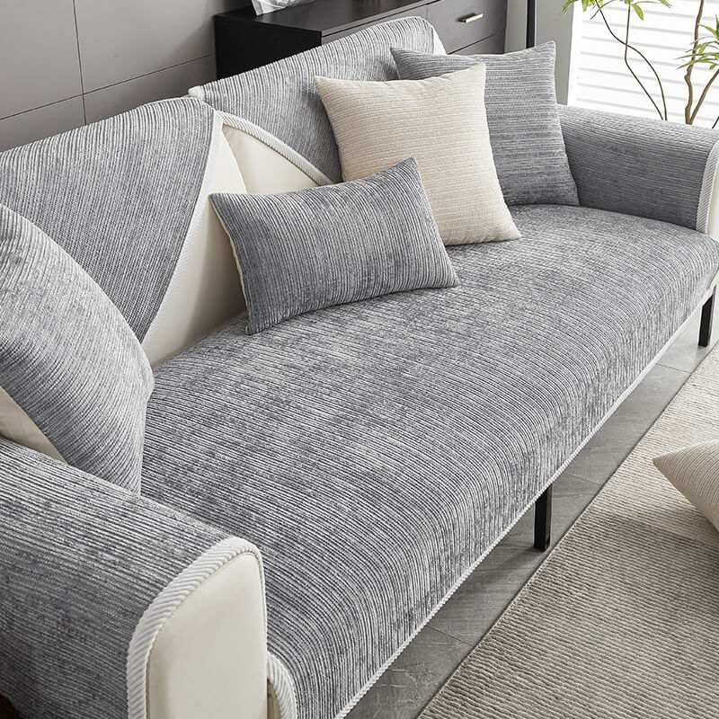 Easy Clean Faux Chenille Sofa Protector Slipcover - Lusomart