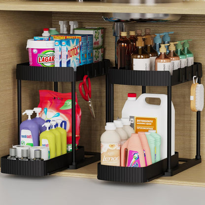 Space Saving Under Sink Storage Drawers 2 Pack - Lusomart
