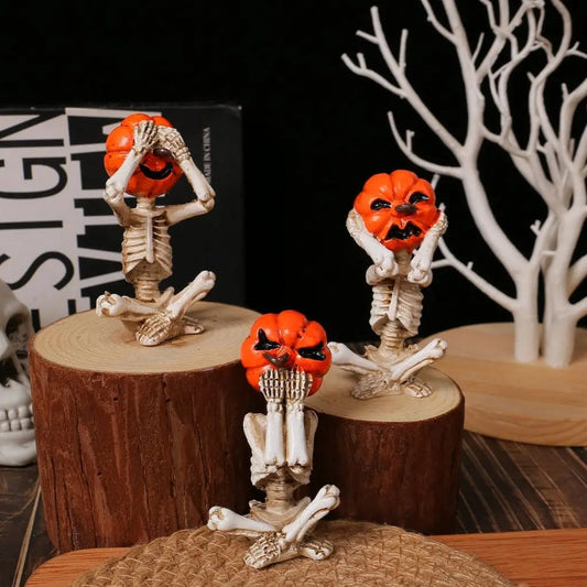 Spooky Pumpkin Skull Set Decor - Lusomart