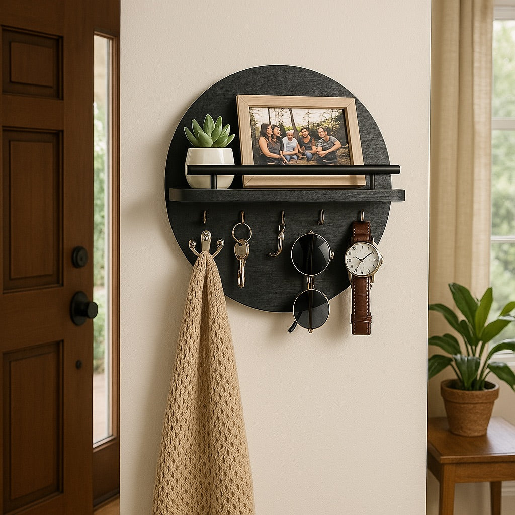 Natural Wood Key Rack | Modern Wall Storage