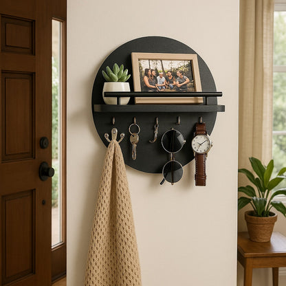 Natural Wood Key Rack | Modern Wall Storage