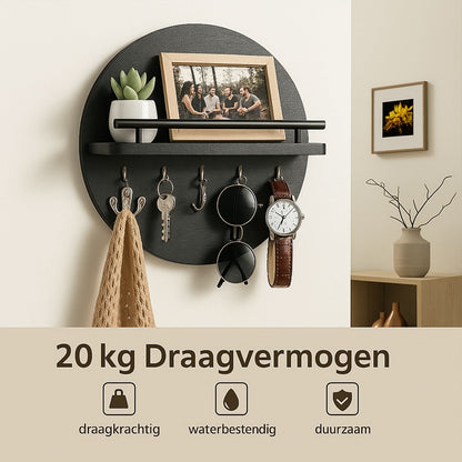 Natural Wood Key Rack | Modern Wall Storage