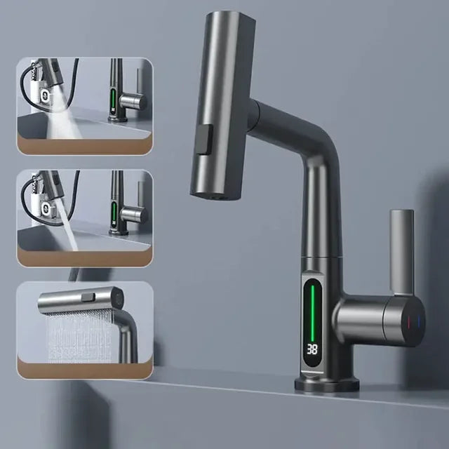 Smart Kitchen Faucet with Touch Screen and Spray Settings
