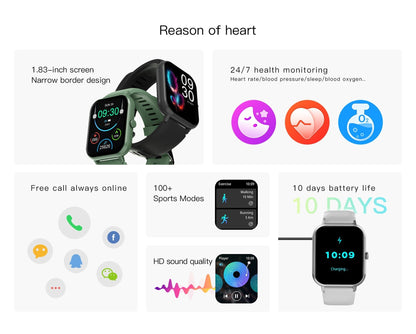 Smartwatch with Heart Rate Monitor and 10 Sports Modes – Slim Design, Compatible with All Smartphones 8