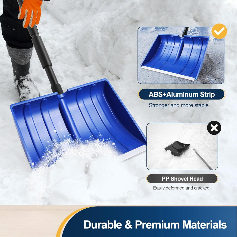 Heavy Duty Snow Shovel Ergonomic Handle Large Blade