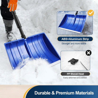 Heavy Duty Snow Shovel Ergonomic Handle Large Blade