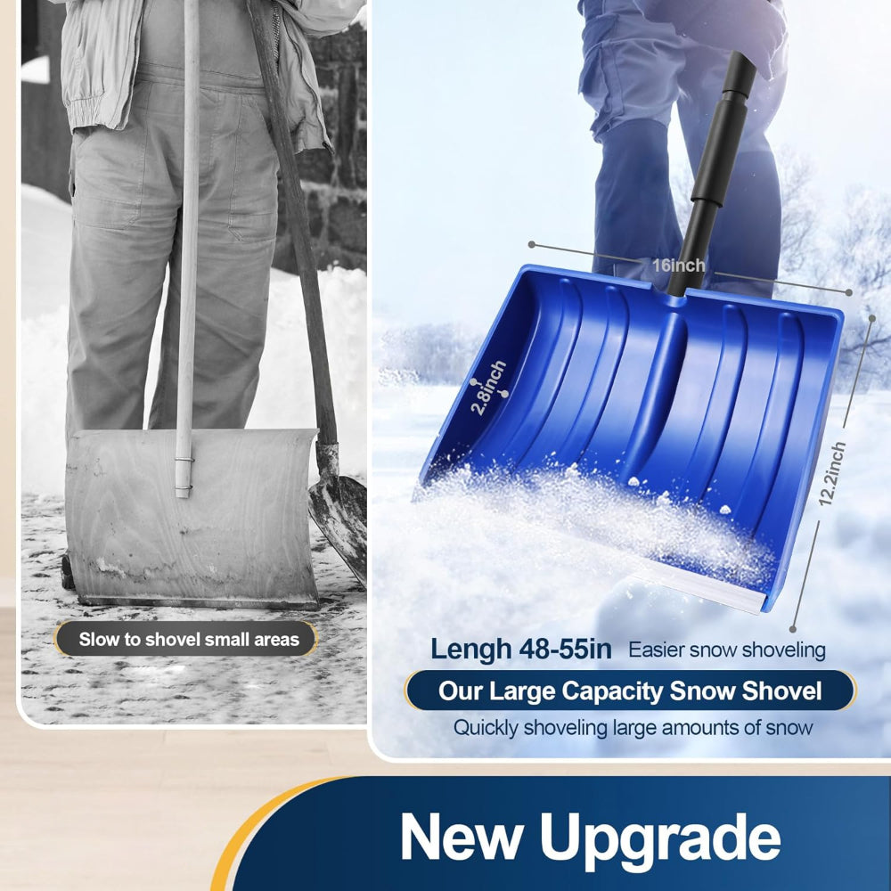 Heavy Duty Snow Shovel Ergonomic Handle Large Blade