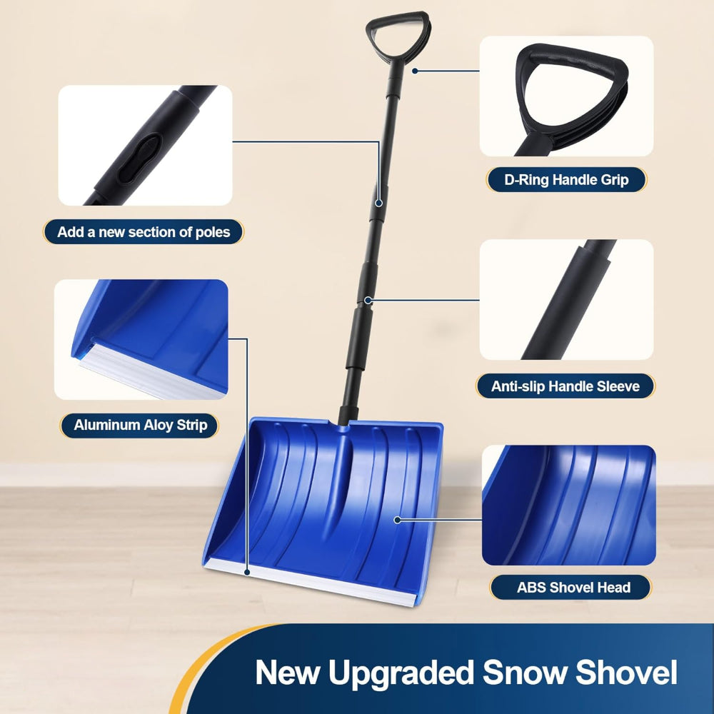 Heavy Duty Snow Shovel Ergonomic Handle Large Blade