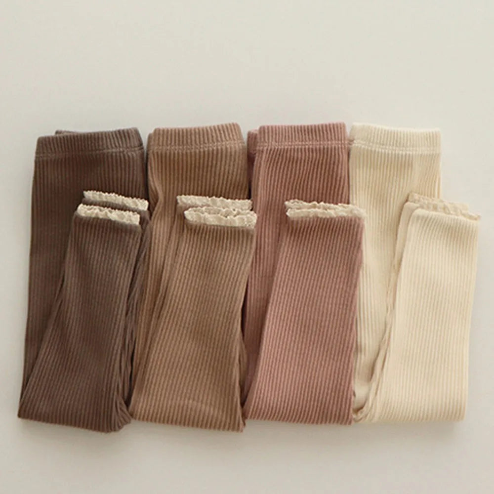 SnugStretch™ – Ribbed Leggings with Lace Detail – Comfortable Baby Pants 1