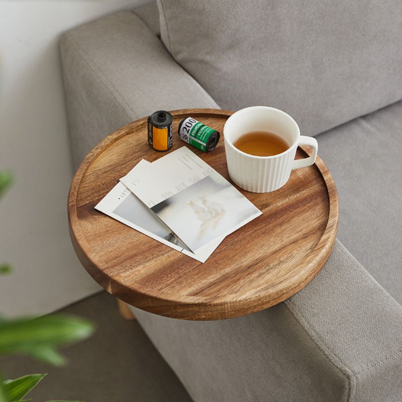 Space Saving Wooden Sofa End Table with Tray