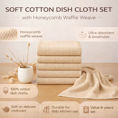 Gentle Kitchen Dish Towels Set Thick Absorbent Textured Weave