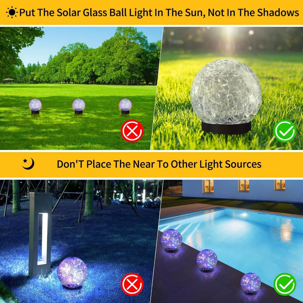 Garden LED Glass Ball Outdoor Pathway Lighting Decor