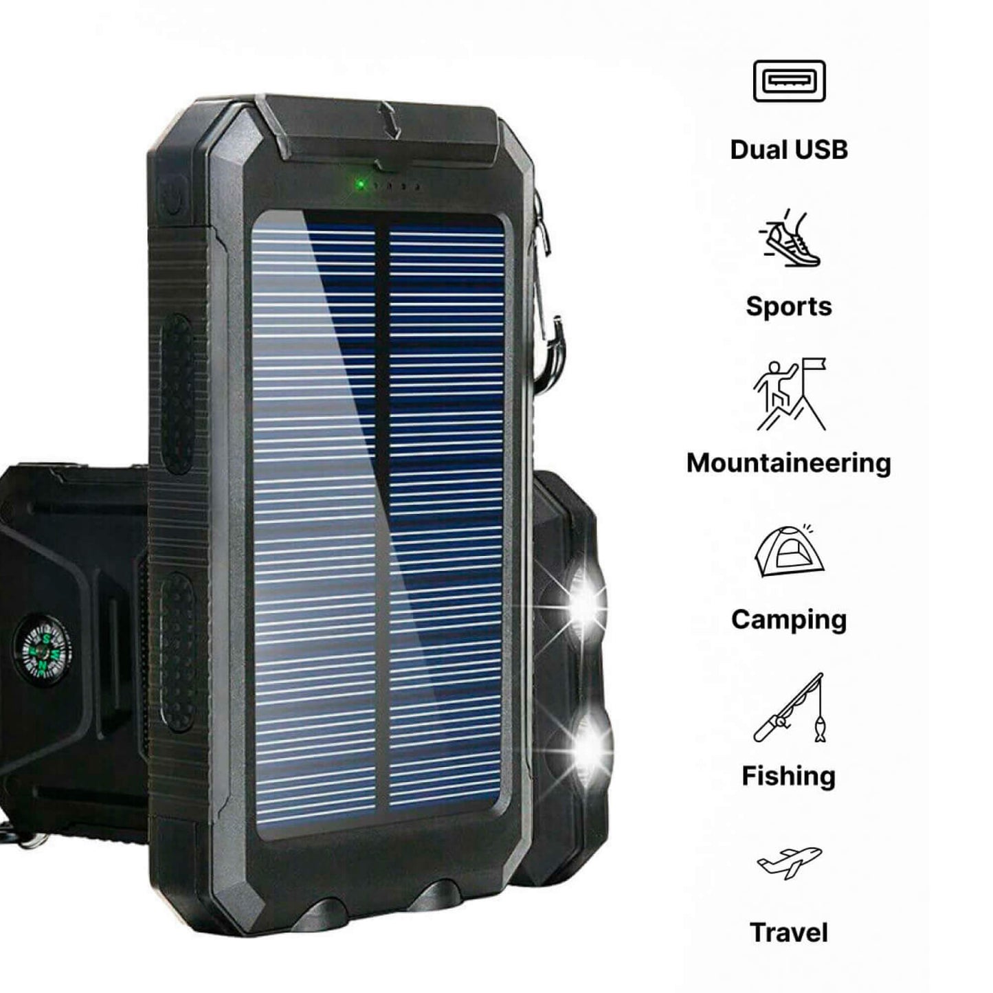 Heavy Duty 20000mAh Solar Powered Portable Charger