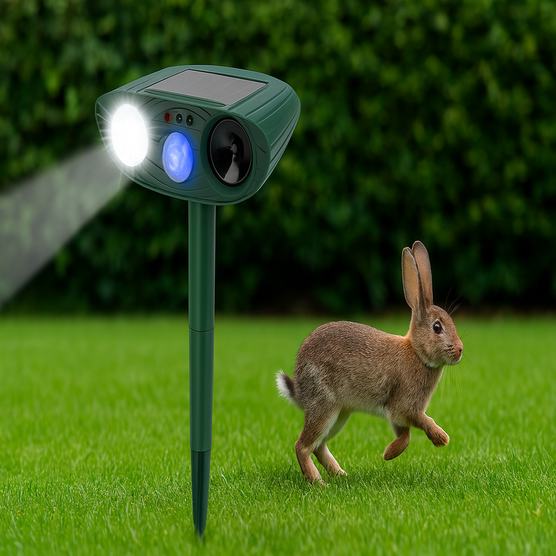 Outdoor Solar Powered Animal Repellent With Strobe Light - Lusomart