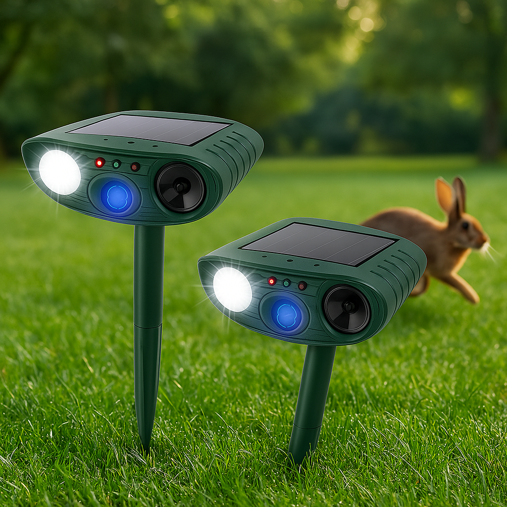 Outdoor Solar Powered Animal Repellent With Strobe Light