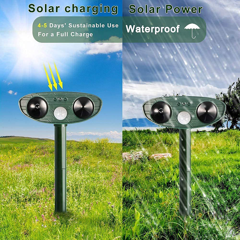 Outdoor Solar Powered Animal Repellent With Strobe Light
