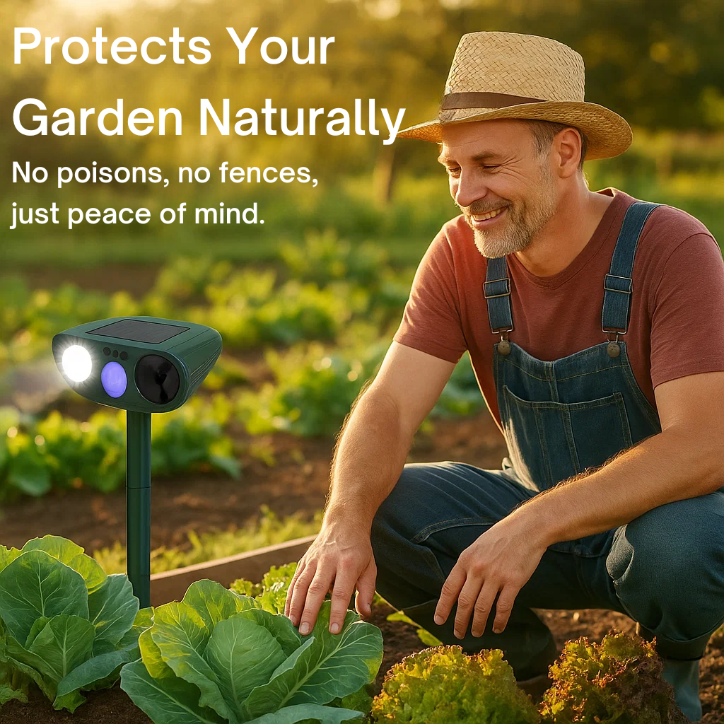 Outdoor Solar Powered Animal Repellent With Strobe Light