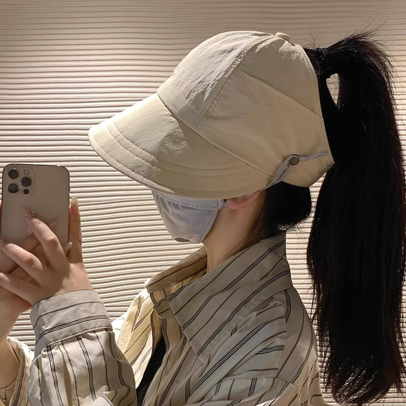 Solara | Stylish Wide Brim Cotton Sun Hat with Mask Holder for Summer 1
