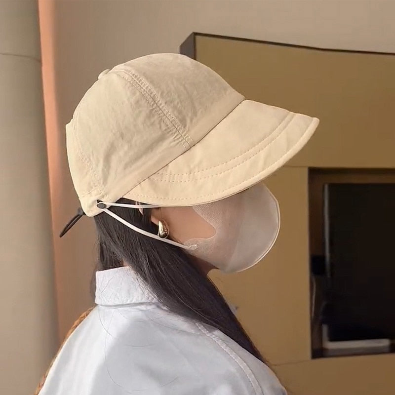 Solara | Stylish Wide Brim Cotton Sun Hat with Mask Holder for Summer 5