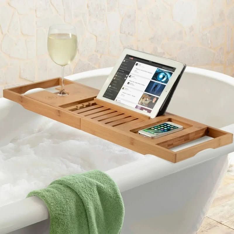Solavera | Elegant Sustainable Bamboo Bathtub Relaxation Tray 4