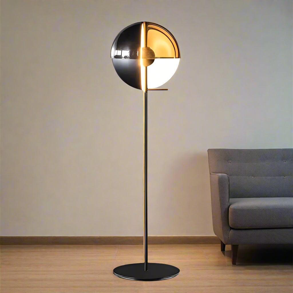 Sleek Contemporary Metal And Glass Floor Lamp