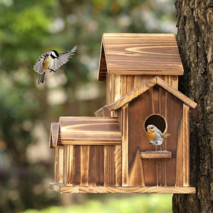 Natural Wood Birdhouse Garden Nesting Box