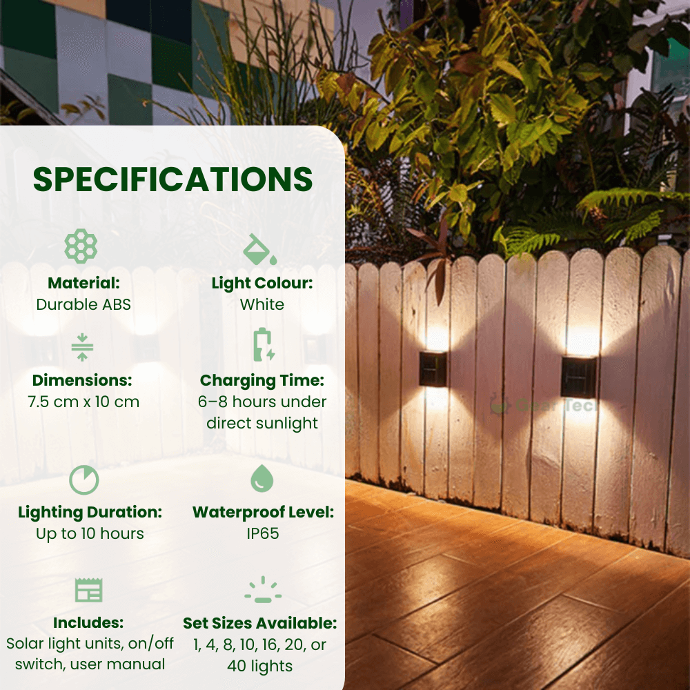 Solar Powered LED Outdoor Wall Light for Patio and Pathway