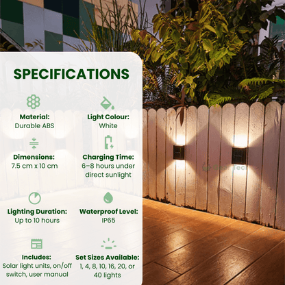Solar Powered LED Outdoor Wall Light for Patio and Pathway