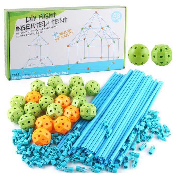 Portable Kids Playhouse Building Set with 85 Fun Pieces - Lusomart