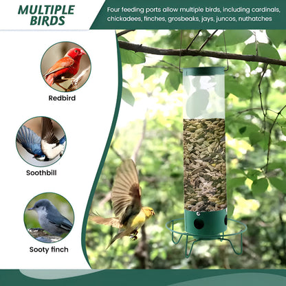 Weatherproof Squirrel Resistant Outdoor Hanging Bird Feeder Tube