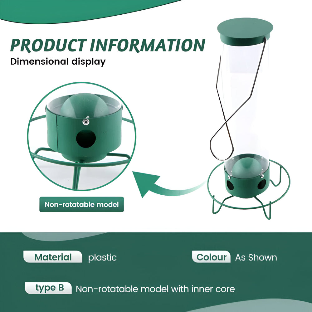 Weatherproof Squirrel Resistant Outdoor Hanging Bird Feeder Tube
