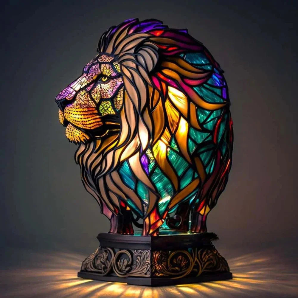 Stained Glass Animal Table Lamp Unique Home Decor Art Piece 16