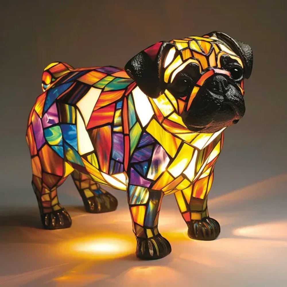 Stained Glass Dog Table Lamp Tiffany Style Pet Lighting Living Room - Image 11