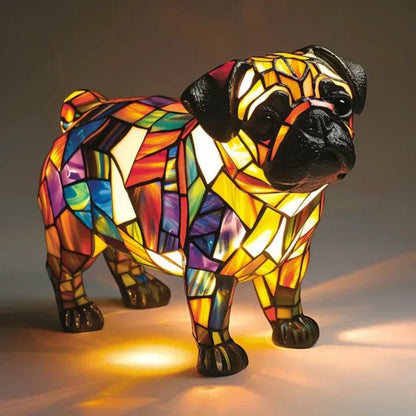 Stained Glass Dog Table Lamp Tiffany Style Pet Lighting Living Room - Image 11