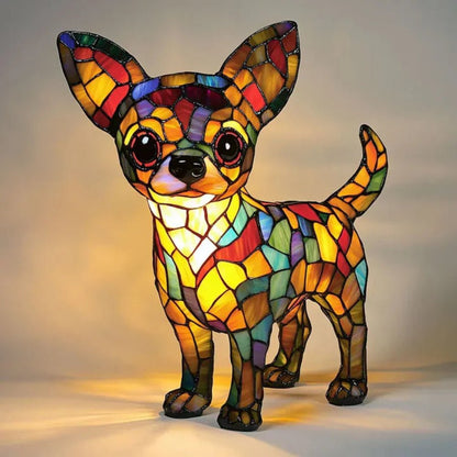 Stained Glass Dog Table Lamp Tiffany Style Pet Lighting Living Room - Image 5