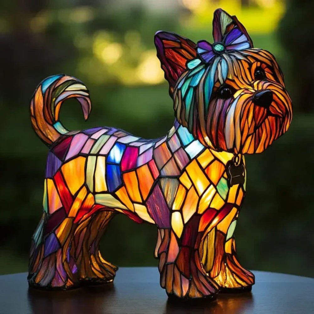 Stained Glass Dog Table Lamp Tiffany Style Pet Lighting Living Room - Image 6