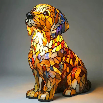 Stained Glass Dog Table Lamp Tiffany Style Pet Lighting Living Room - Image 7
