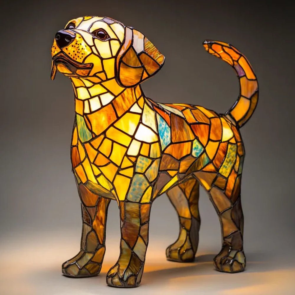 Stained Glass Dog Table Lamp Tiffany Style Pet Lighting Living Room - Image 8